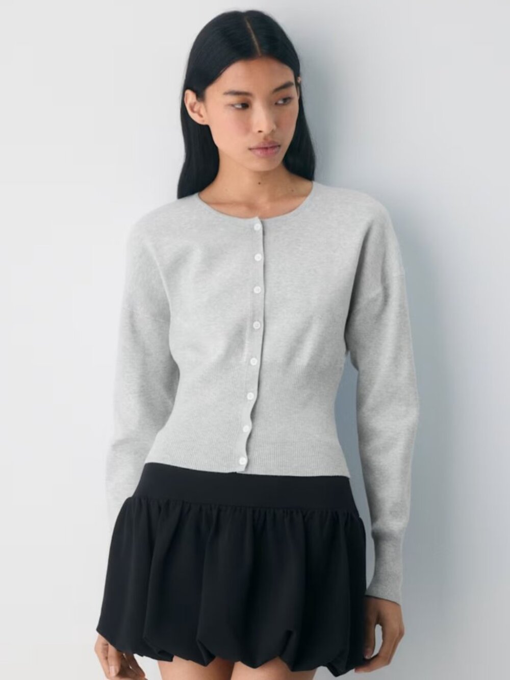 NWT Aritzia WILFRED Golightly Cardigan Black Heather Chrome S